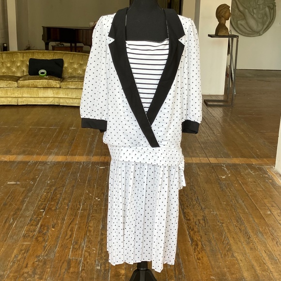 Vintage Dresses & Skirts - 1920s inspired vintage, sheer polkadot, flapper dress